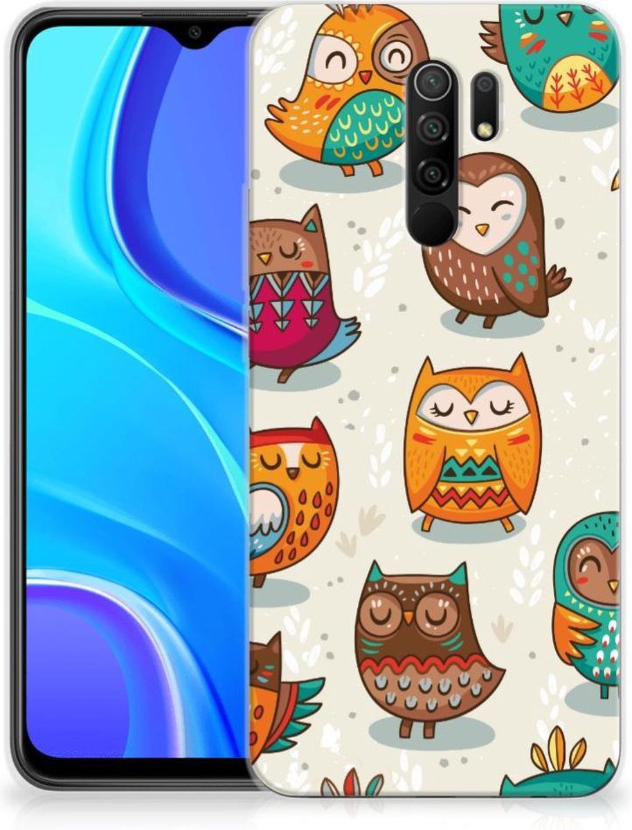 Xiaomi Redmi 9 TPU Hoesje Vrolijke Uilen