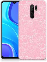 Telefoonhoesje Xiaomi Redmi 9 Hoesje Witte Bloemen