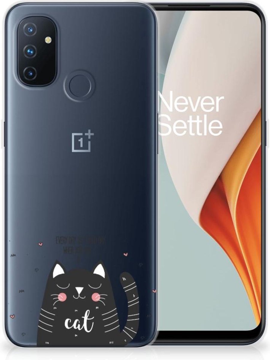 OnePlus Nord N100 Telefoonhoesje met Naam Cat Good Day