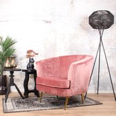 DS4U® norah fauteuil - sofa - velvet - velours - fluweel - stof - vintage roze - goudkleurig onderstel - met armleuning
