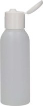 6x Plastic Fles 100 ml Klepdop - Basic Round - HDPE Kunststof BPA-vrij - Plastic Flesjes Navulbaar, Klep Dop, Lege Flessen - Transparant - Rond - Set van 6 Stuks