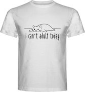 T-Shirt - Casual T-Shirt - Fun T-Shirt - Fun Tekst - Lifestyle T-Shirt - Mood - Zeehond - i Can't Adult Today - Wit - L