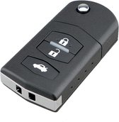 Autosleutel 3 knoppen klapsleutel geschikt voor Mazda sleutel / Mazda MX5 / Mazda 2 / 3 / 5 / 6 / Mazda RX8 / Mazda sleutel + gevlochten bruin PU-lederen sleutelhanger.