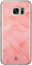 Samsung S7 hoesje siliconen - Marmer roze | Samsung Galaxy S7 case | Roze | TPU backcover transparant