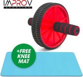 Improv Fitness Wheel Rood - incl Knie Mat - Buikspier wiel - Gewichten - Fitness - Sporten - Buikspier - Fitness Mat - Ab Wheel - Roller - trainingswiel - fitness roller
