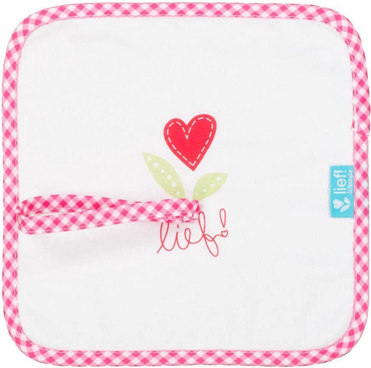 Goedkoopste Lief ! - Speendoekje/ knuffeldoekje - Wit met roze - 23 x 23 CM