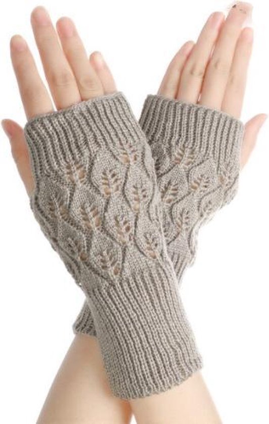 Novawo Vingerloze handschoenen van wolmix voor dames, warme armwarmers, zwart, Eén maat