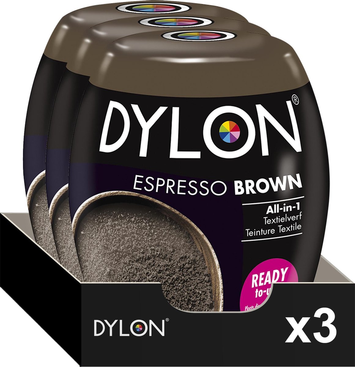 Aanbieding: Dylon Pod Espresso Brown Textielverf (3 stuks à 350 g) Dylon