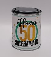 Cadeaublik "Hoera 50 Abraham" gemengde drop