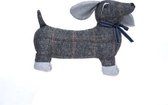 Deurstopper hond - Deurstop - Deurwig - Deurbuffer - Grijs - Polyester