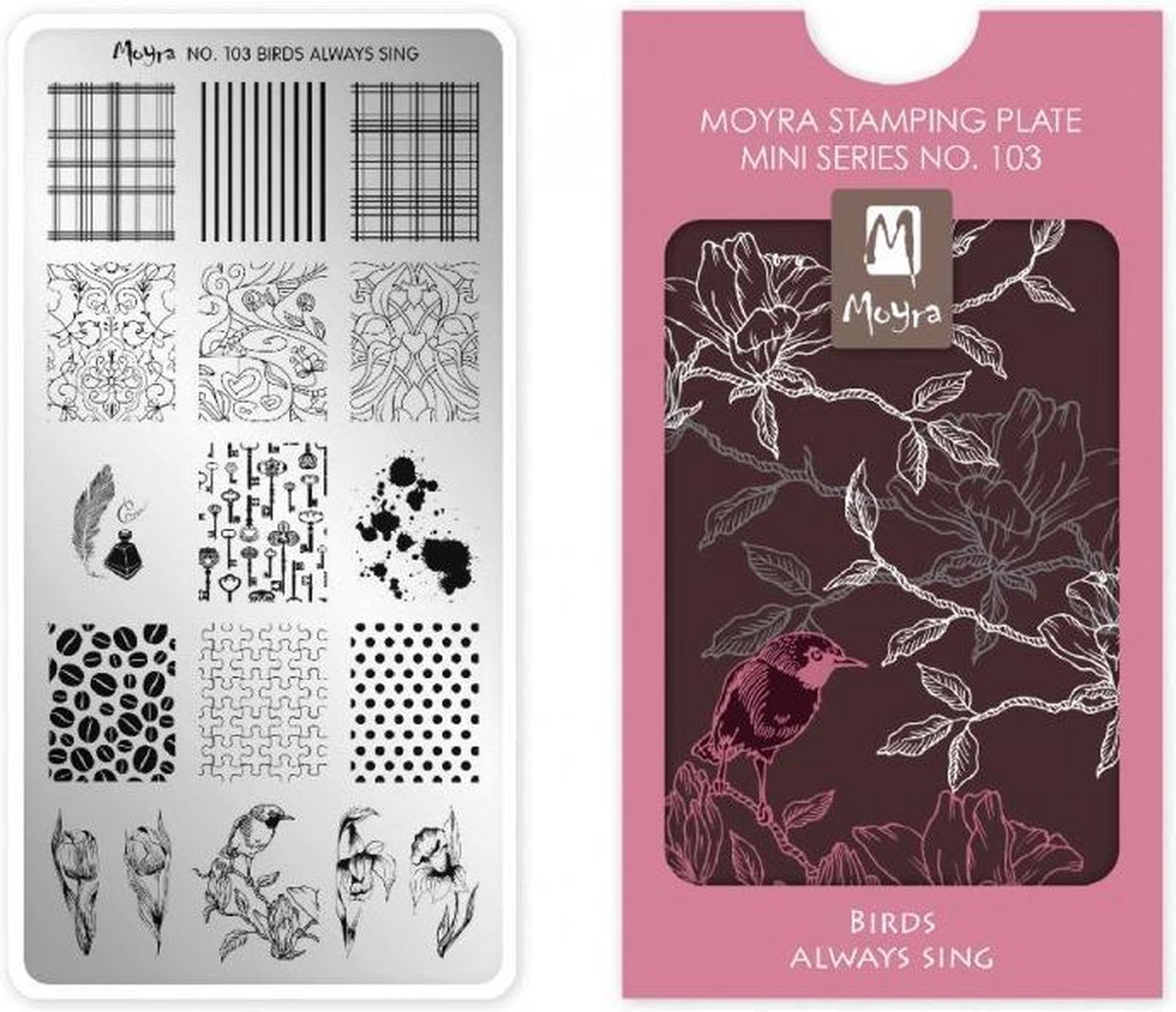 Goedkoopste Moyra Mini Stamping Plate 103 Birds Always Sing