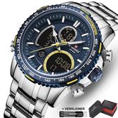 Naviforce® Horloges voor Mannen Digitale Herenhorloge Jongens Heren Horloge Watch – Valentijn Cadeautje voor Hem – Horlogebox Geschenkdoos – Zilver Blauw