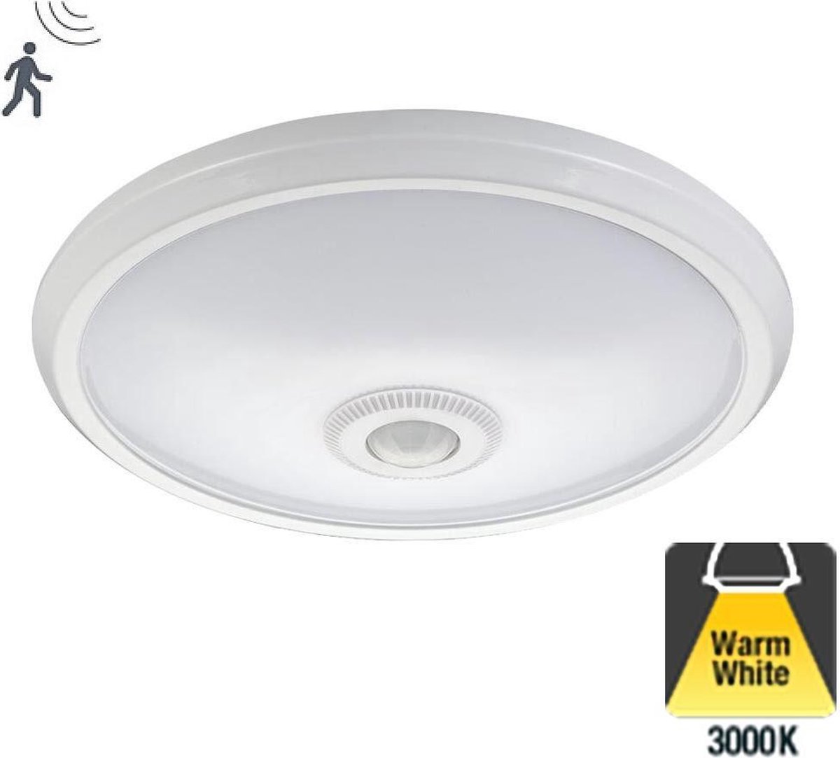 Led Plafonnière 8w, 680 Lumen, 3000K Warm Wit, IP20, Met bewegingssensor