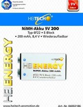 HEITECH 9V batterij 200mAh 8.4V - oplaadbaar