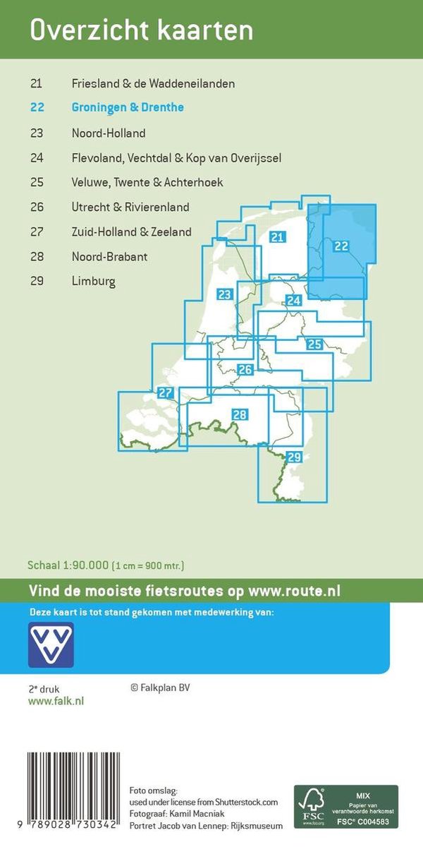 Falk fietskaart 22 Groningen & Drenthe - Falk Route.Nl