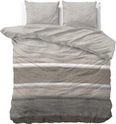 Sleeptime Flanel Stone Stripe - Dekbedovertrekset - Lits-Jumeaux - 240x200/220 + 2 kussenslopen 60x70 - Taupe