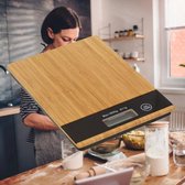 Decopatent® Keukenweegschaal digitaal - Bamboe hout - Precisie Weegschaal keuken digitaal - Op batterijen - 5 Gr tot 5 Kg - Natuur