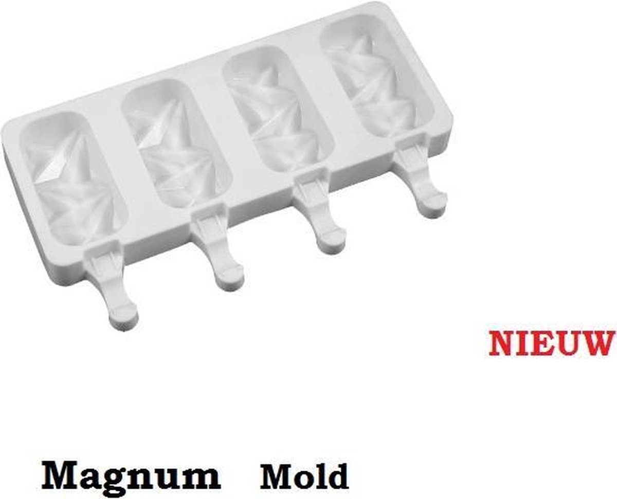 Shock Magnum Siliconen Bakvorm - Magnums Maker - Ijs Maker  - Shock mold -  Chocoladevorm - Bakvormen - Siliconen mal - Kleur Wit - MTCE