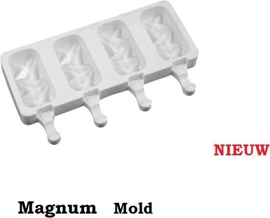 Shock Magnum Siliconen Bakvorm - Magnums Maker - Ijs Maker  - Shock mold -  Chocoladevorm - Bakvormen - Siliconen mal - Kleur Wit - MTCE