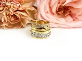 Ring in geel en wit goud gezet met diamanten