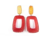 Zilveren oorbellen oorringen Model Crush met oranje en rode stenen