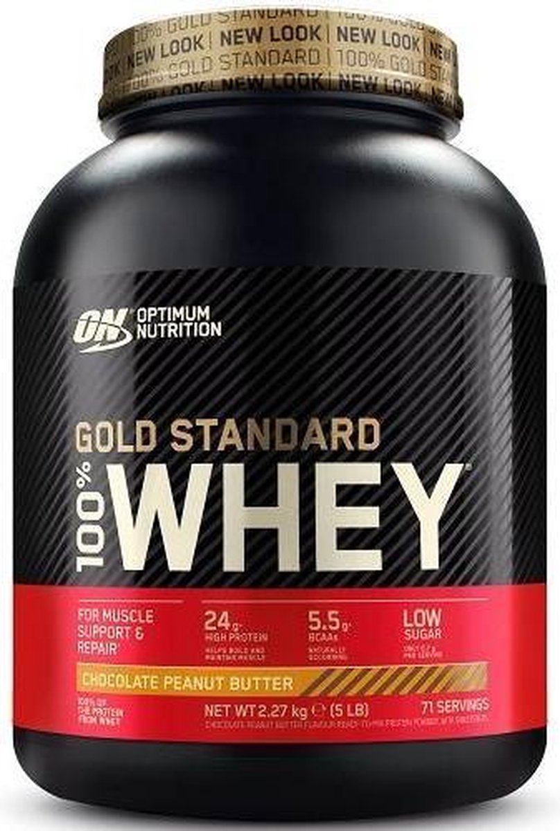 Goedkoopste Optimum Nutrition Gold Standard 100 Whey Protein - Chocolate Peanut Butter - Proteine Poeder - Eiwitshake - 71 doseringen (2270 gram