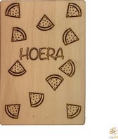 Lay3rD Lasercut - Houten wenskaart - Hoera meloenen - Berk 3mm