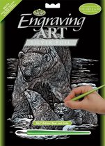 Gravure Art - Gravure art Cartes à gratter - Carte à gratter Argent - Ours polaire avec 2 oursons - 25.5CM X 20.5CM