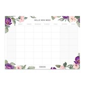 Fabrikten Weekplanner - Bloemen - Groen/Roze/Paars - Engels - A4
