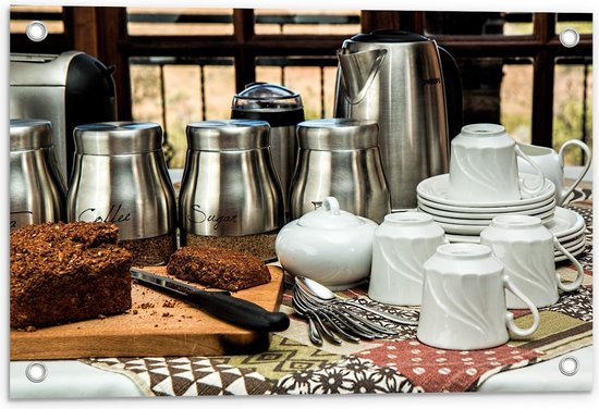 Tuinposter - Koffie Tafel - Foto op Tuinposter (wanddecoratie voor buiten en binnen)