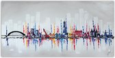 Acrylverf schilderij - Skyline stad Zwolle - geschilderd door Xander van Oosten - 140 x 70 cm