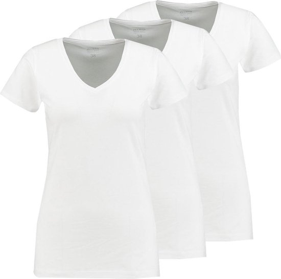 kleinhandel Structureel Bloesem Zeeman dames T-shirt korte mouw - wit - maat 48 - 3 stuks | bol.com