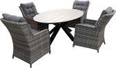 5-delige tuinset | 4 Dublin tuinstoelen (AG) | 180cm ovale Cyprus tuintafel (Grey)