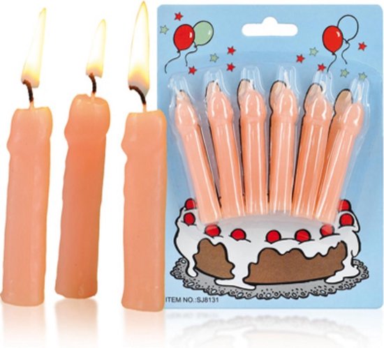 Fun Novelties - Verjaardagskaarsjes in Piemelvorm - 6 Stuks