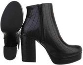 Enkellaarsjes Highheel Crocblack