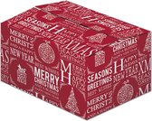 Kerstpakket doos - leeg - Happy Xmas - 310x200x140mm - rood/wit - 10 stuks