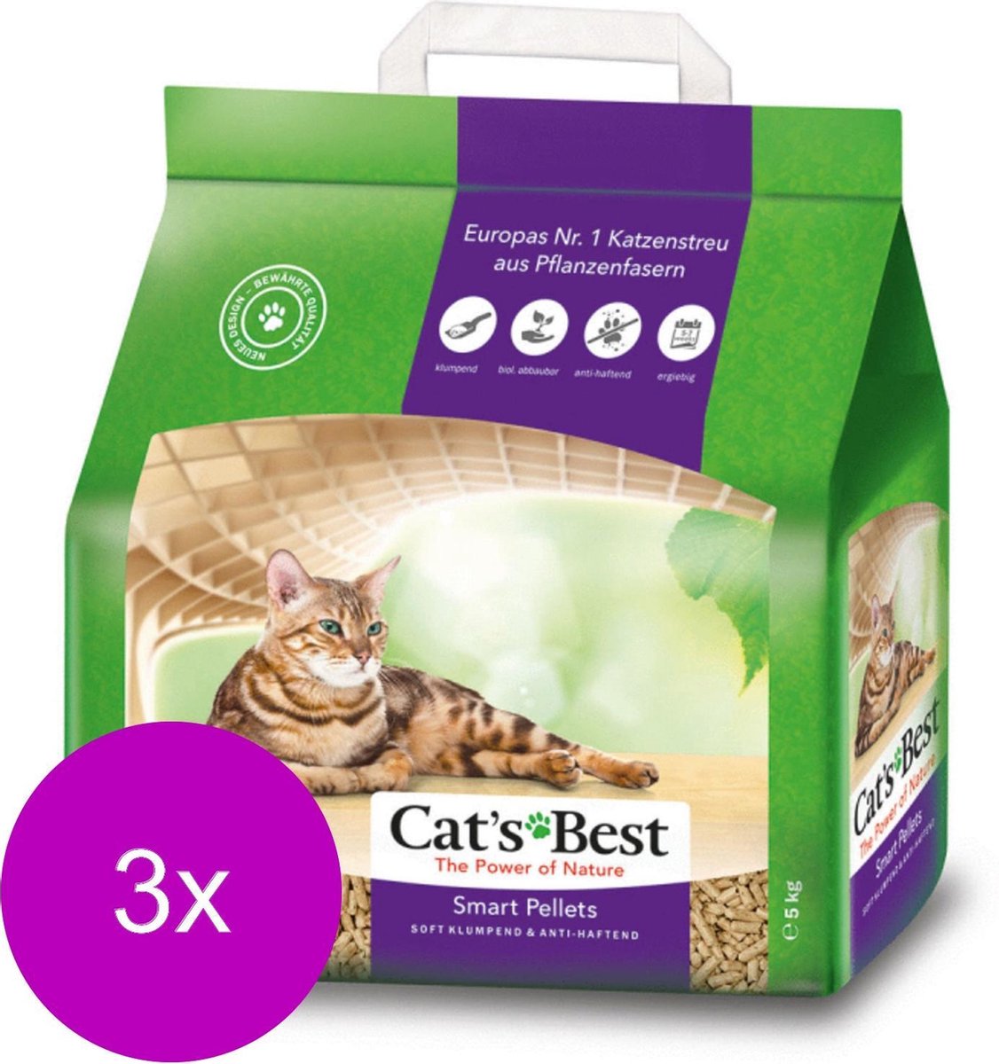 Cat's Best Smart Pellets Kattenbakvulling 3 x 10 l