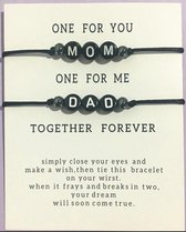 Mama - vader Armband - met kralen - Dad - Mom / mama armband - 2 stuks - zwart - vader - moeder armband