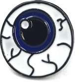 Ronde Oog Bal Emaille Pin Met Blauwe Iris 2 cm / 2 cm / Blauw Wit Zwart
