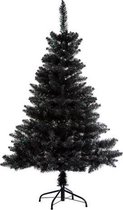 Zwarte Kunst kerstboom Hoog 150cm - Kerstboom zwart 3 delig met metalen voet -