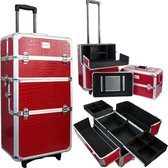 Veronica NAIL-PRODUCTS Aluminium nagel trolley 3 in 1 CROCO ROOD, pedicure, manicure. Ook als Sinterklaas trolley, trolly, koffer!