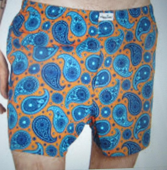Happy Socks Boxer - Oranje - Blauwe Print - Maat s