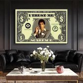 Allernieuwste Canvas Schilderij Scarface I Trust Me  - Geld - Film -  Poster - 60 x 90 cm - Kleur