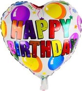 Happy Birthday Hart ballon - 45x45cm - Verjaardag - Versiering - Thema feest - Folie ballon - Helium