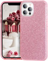 Apple iPhone 12 Pro MAX Backcover - Roze - Glitter Bling Bling - TPU case