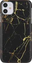 iPhone 12 Hoesje - Zwart - Goud - Marmer - Flexibel – Luxe – Soft - Backcover – Geschikt voor Apple – Case – Schok – Shockproof – Cover – Bescherming – Smartphone – Telefoon Accessoire – GSM 