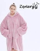 Zenergy fleecedeken met mouwen - Oversized hoodie - Fleece blanket - Roze
