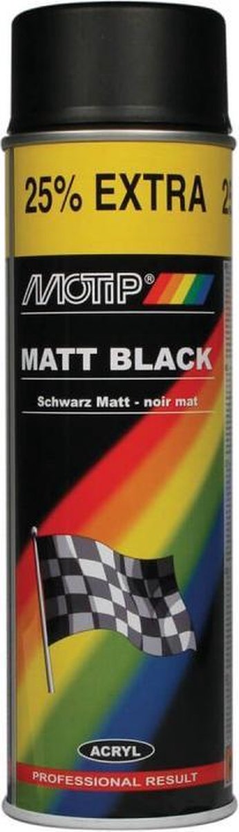 Oorzaak bijlage Naar de waarheid Motip verf spuitverf Mat zwart sneldrogend 500 mL voor metaal , hout,  aluminium en... | bol.com