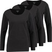 Zeeman dames T-shirt lange mouw - zwart - maat 46 - 3 stuks