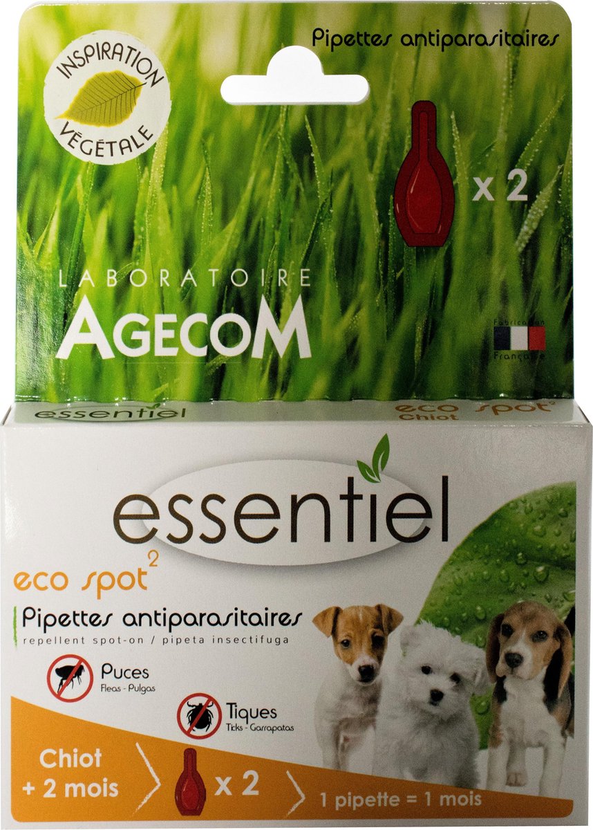 Pipettes anti-puces et anti-tiques Laboratoire Agecom Essentiel Eco Spot  Puppies | bol